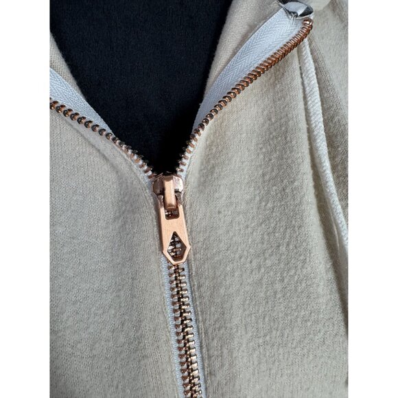 Volcom Womens XS Lived In Lounge Hoodie With Rose Gold Zipper &‎ Details Beige - Picture 5 of 7